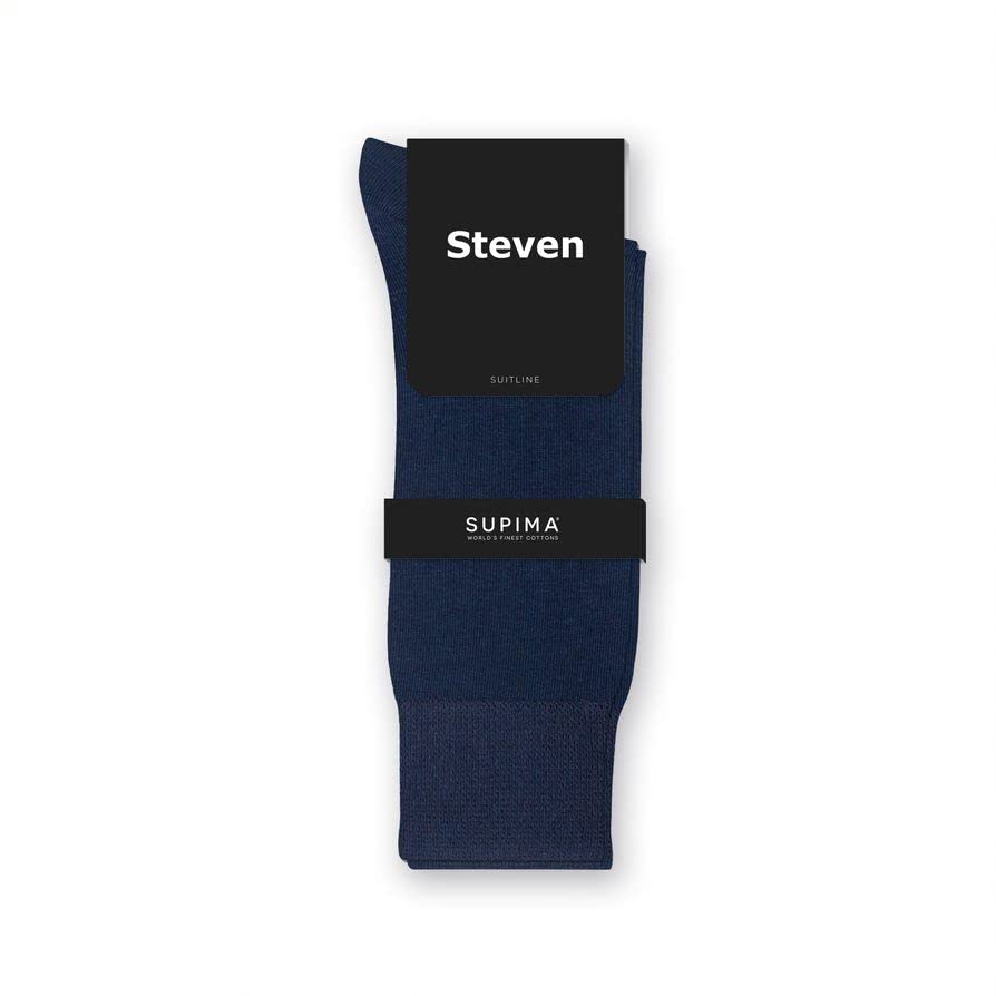 STEVEN Calze da uomo in cotone Supima, per occasioni ufficiali e base quotidiana, comfort e moda, due taglie disponibili: UK 7.5-9/10-11.5, EU 41-43/44-46, 1 paio