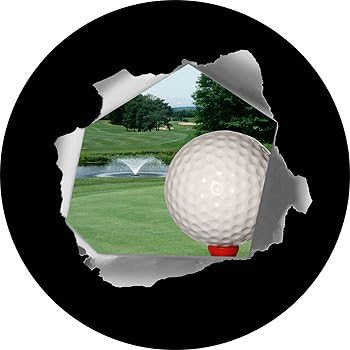 Golf Ball on Tee in Fairway Tire Cover (Select tire Size/Back up Camera Option in menu) Custom Sizes for Any Make Model