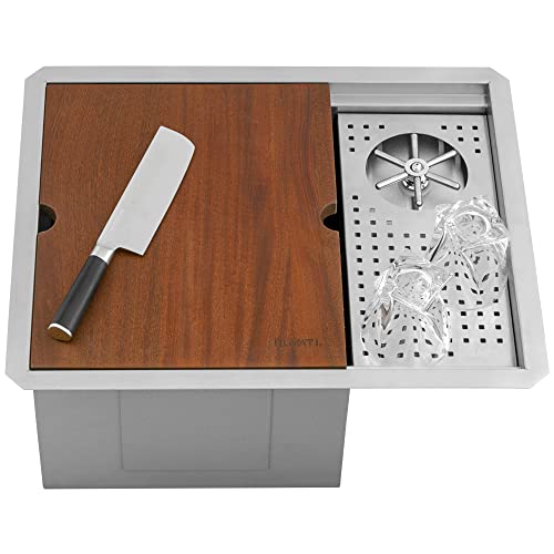 Glass Rinser and Sink Combo 22 inch Workstation for Wet Bar Bottle Washer Undermount - Ruvati RVH8542ST