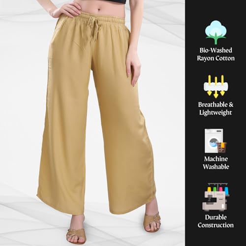 Image of TRASA Women's and Girls Cotton Reyon Regular Fit Palazzo Pants - Available Size - L, XL, 2XL, 3XL