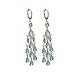 Vuskdtei18K Gold Plated Sea Blue Waterdrop Gemstone Dangle Earrings for Women, Hypoallergenic Cubic Zirconia, Elegant Chandelier Drop Earrings, Statement Jewelry Gifts Fashion (0144-Flower-Blue)