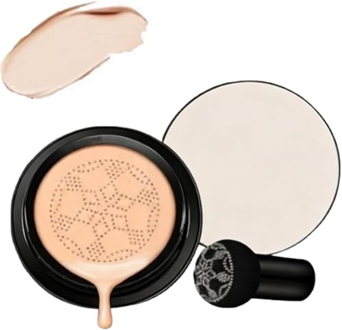 Luvie Glow Foundation Cushion, Mushroom Head Air Cushion Cc Cream, CC Cream Foundation Make Up Concealer for Face, Moisturizing Long-Lasting, Even Skin Tone for All Skin Types (Ivory)