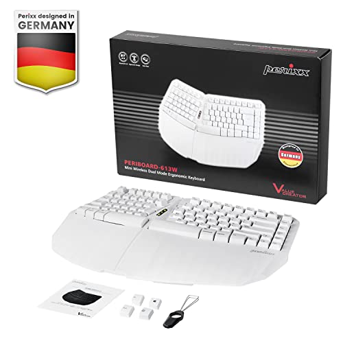 Perixx Periboard-613W Dv Wireless Compact Ergonomic Split Keyboard - Dual 2.4G And Bluetooth Mode - Compatible With Windows 10 And Mac Os X - 15.75X10.83X2.17 Inches - White - Dvorak Layout… #TOP6