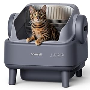oneisall Ease S1 Self Cleaning Litter Box: Open-Top Automatic Cat Litter Box for Large&Multiple Cats, Rinsable Easy Clean 11L Waste Bin with Safety Protection for Indoor House Cats (40 Bags Included)