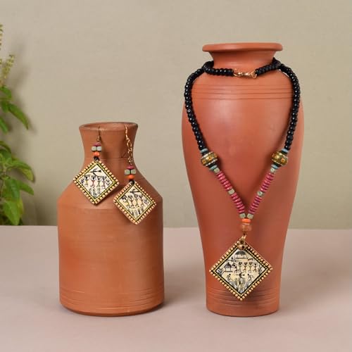 Image of AAKRITI ART CREATIONS Handcrafted Women's Jewelry Set - Elegant Ethnic Necklace and Earrings, Statement Fashion Accessories for Parties & Festivals