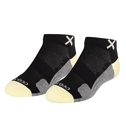 Odd Sox Basix Pastel Black and Yellow Ankle Socks Medium Unisex Size Cushioned Cotton Blend with Arch Support Breathable Everyday Athletic Comfort