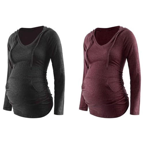 Sweat de maternité à capuche doux et chaud pour hiver - 7