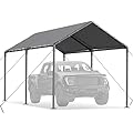 Carport Canopy 10x20 Heavy Duty Metal Carport Waterproof Carport Garage Tent Outdoor for Car Tuck Boat SUV Auto, Grey