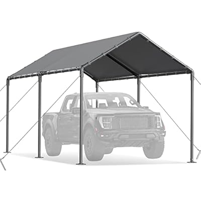 Carport Canopy 10x20 Heavy Duty Metal Carport Waterproof Carport Garage Tent Outdoor for Car Tuck Boat SUV Auto, Grey