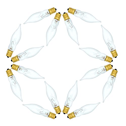 Lumenivo 7.5 Watt Light Bulbs 120V/130V Bent Tip Candelabra, Flame Tip Chandelier Bulbs, Flame Shaped Light Bulbs Standard Base – Replacement Christmas Candle Tip Incandescent E12 Bulbs – 16 Pack #TOP6