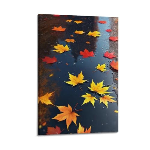 Poster d'automne feuilles colorées JIDUHON en toile esthétique de haute qualité