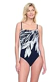 Gottex Nature's Beauty - Traje de baño de una Pieza con Estampado de Hojas en Blanco y Negro para Mujer con Tirantes Ajustables, Blanco, 10