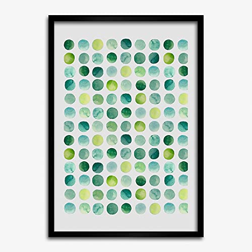 Cadre en Bois Decoratif Tulup 50x70 cm Tableau Photo Points Verts Style Moderne