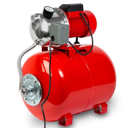 EBERTH Hauswasserwerk 3600 L/h Förderleistung, 5 bar Förderdruck, 750W, Pumpe mit Druckschalter für Automatikbetrieb, selbstansaugend, 9 m Ansaughöhe, 40 m Förderhöhe, 50 L Druckkessel Lackiert Stahl