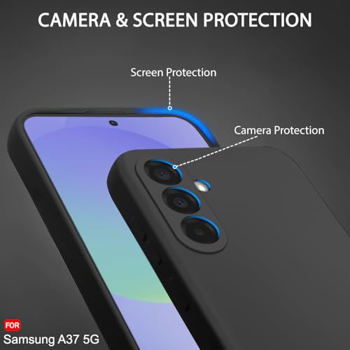 Image of TheGiftKart Back Cover for Samsung Galaxy A37 5G Case | Genuine Liquid Silicone | Soft Micro-Fibre Lining Inside | Camera Protection Bump | Shockproof Galaxy A37 Back Cover (Silicone, Black)