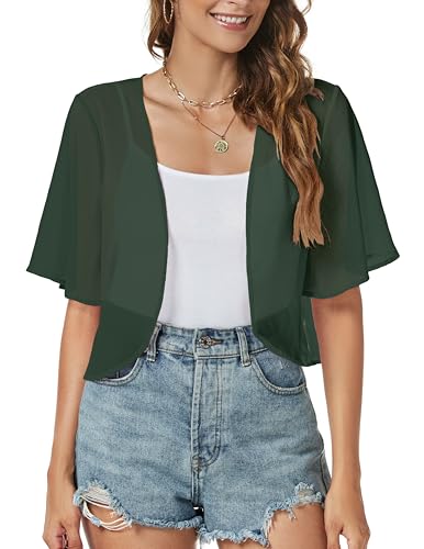 Image of ZNVGIRL Women Shrug Chiffon Cardigans Open Front Short Sleeve Bolero for Evening Dressy 2026
