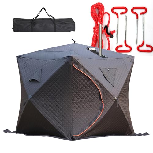 VNATWGOO Tienda de Sauna para Exteriores, Cabina de Sauna Aislada Portátil, 180x180x210cm Impermeable a la Nieve y al Viento, Cálida para Camping, Jardín, Gimnasio en Casa