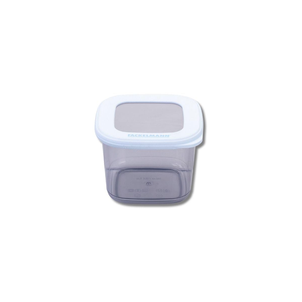 Fackelmann Square Storage Jar 550 ml - Transparent with Frost Blue Lid, Dishwasher Safe & Robust, Ideal for Meal Prep