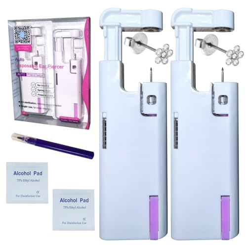 Disposable Ear Piercer 3rd Generation, Automatic Earring Gun with Pre-Cleaned Studs & Sanitizing Swabs – Low-Pain, No Cross-In-fektion, Student-Friendly (51-662#)