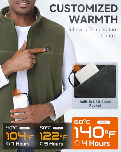 LABCOOL Heated Vest for Men Women with Ultra-Soft Microfleece, 10000mAh Battery Pack, USB Rechargeable Body Warmer3