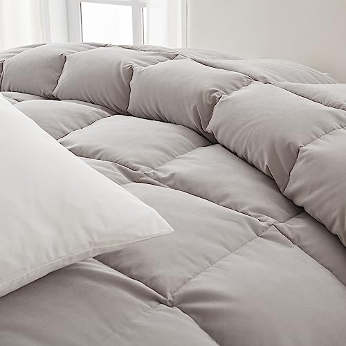 Globon Lightweight Down Comforter Queen Size, Ultra Soft All Season Duvet Insert, Natural Feather Down And Vegetable Down Blended Filling, Medium Warmth With Corner Tabs 90 * 90,Light Grey… #TOP3