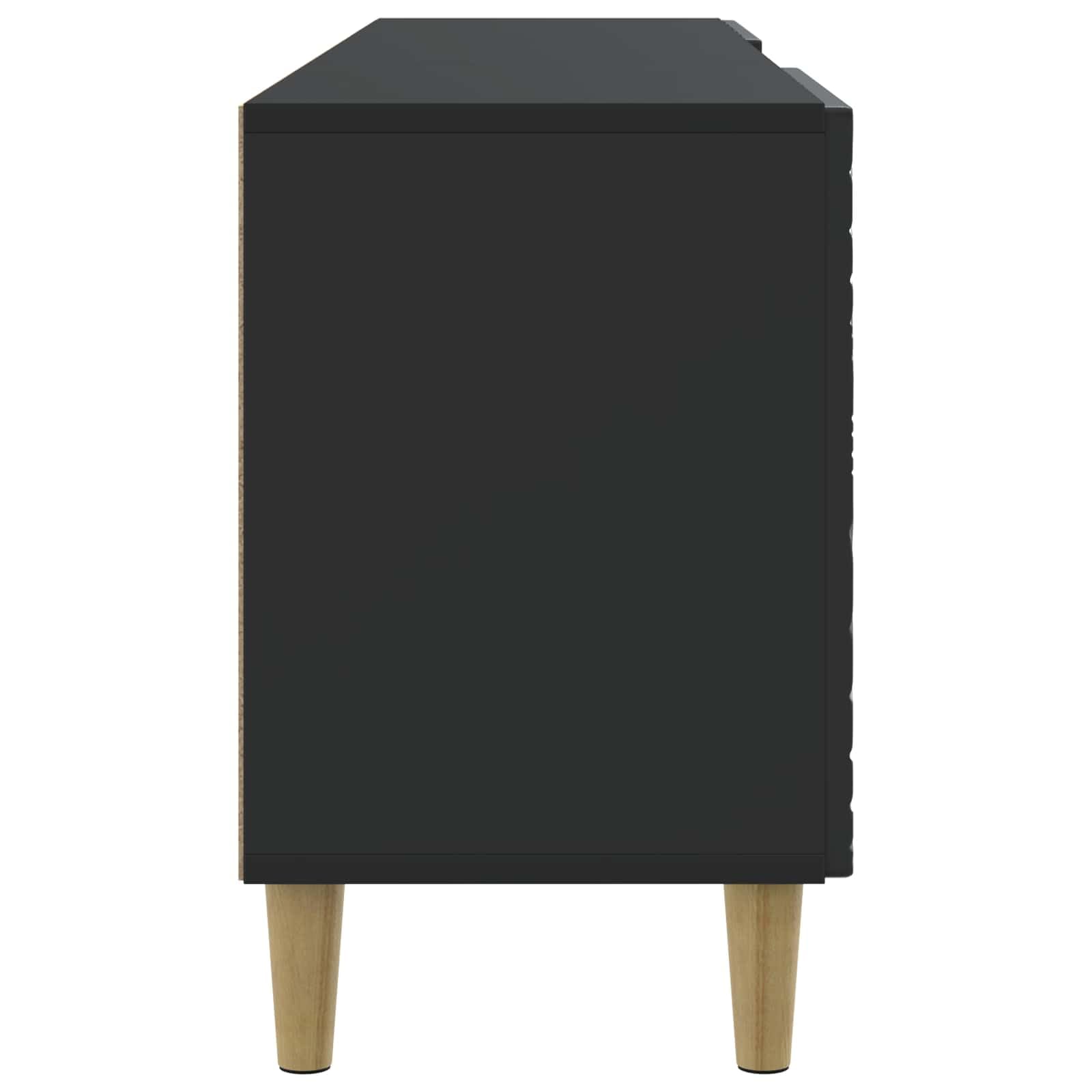 Hothingwell TV-Bank, 99 x 34,5 x 50 cm, Schwarz, Holz | Drehtür 90°, vielseitig einsetzbar, modernes Design, einfache Reinigung mit feuchtem Tuch