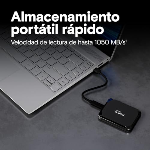 Crucial X9 SSD 1TB Portátil, hasta 1050MB/s, Compatible con PC, Mac, PlayStation y Xbox, Disco Duro Sólido Externo, USB-C 3.2 - CT1000X9SSD902 - Imagen 3