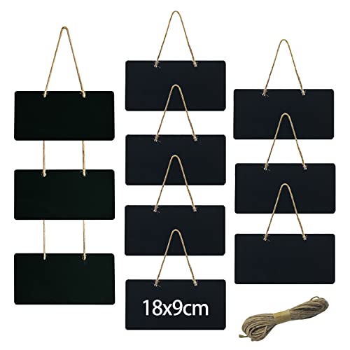 JJWNMLL 10Pcs Small Hanging Blackboard Sign,18 * 9cm mini blackboards,Reusable Rectangle chalkboards Message Board for Home Kitchen Wall menu Wedding Party Decoration