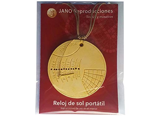 Reloj de sol romano portátil. Réplica del reloj de Mainz fabricado en yeso cerámico extraduro/yeso piedra. 8X8x1 cm.