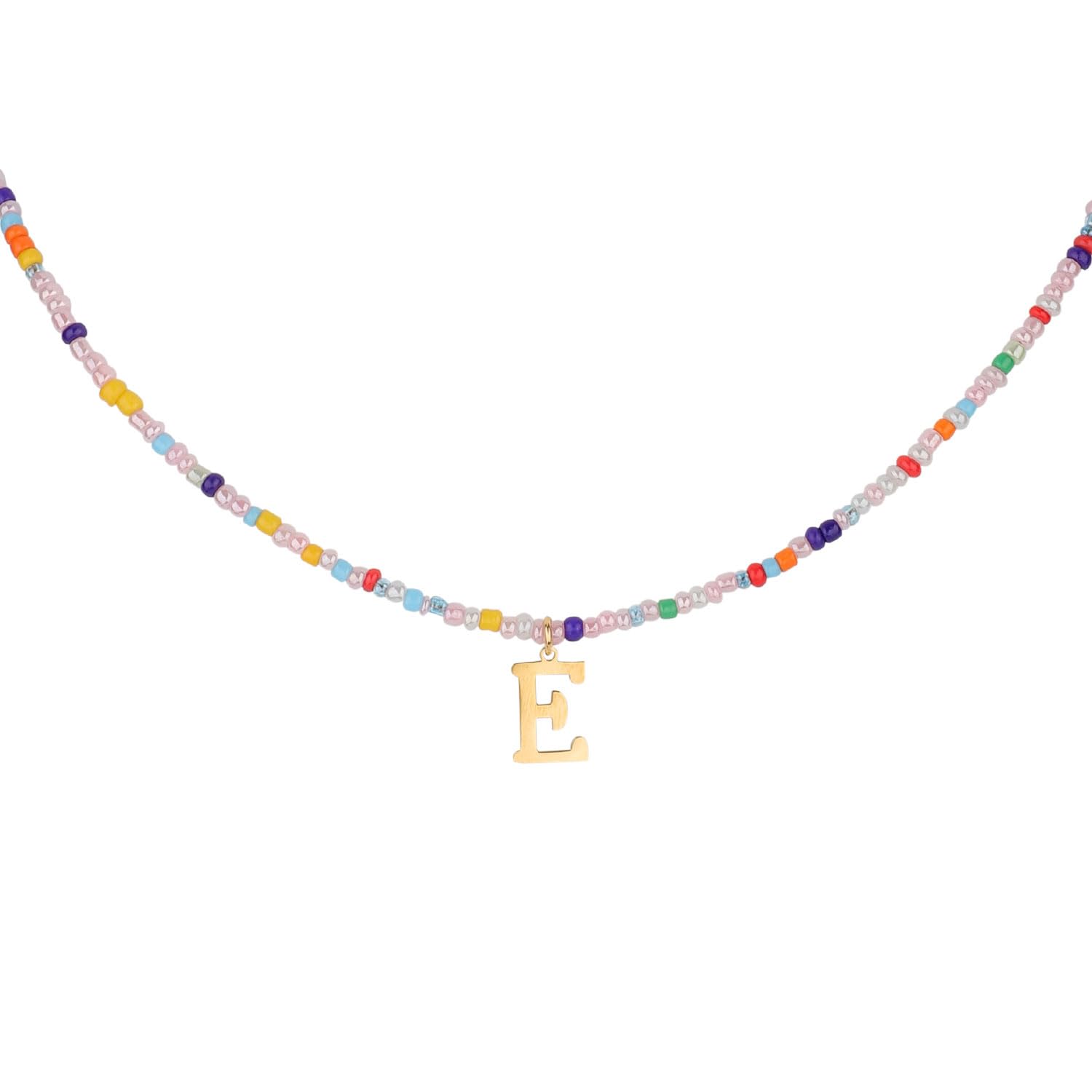 Mikovivi Collar de Cuentas de Colores con Inicial, Collares de Verano Mujeres y Niñas Collar con Colgante de Letra Bohemio Gargantilla con Cuentas Regalos Joyería Hechos a Mano para Adolescentes