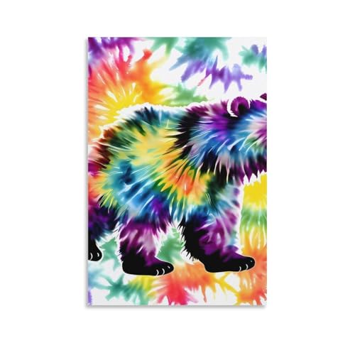 Ours dansant poster tie dye pour décorer votre chambre et votre bureau