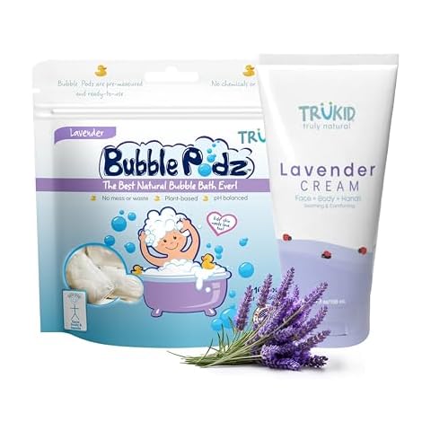 TruKid Lavender Bubble Podz 10ct & Baby Skin Cream Bundle for Kids - Bubble Bath for Toddlers 1-3, Baby & Kids, Kids Bubble Bath Bomb, Bubble Bath Kids, Baby Bubble Bath, Lavender Lotion for Adults Cover