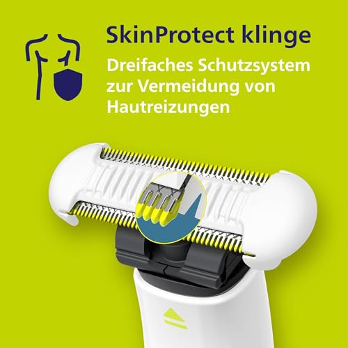 Philips OneBlade Intimate, Intimrasur, Trimmen & Rasieren mit extra Hautschutz, Für eine gründliche und angenehme Rasur – ohne komplett glatt zu rasieren, Modell QP1924/30