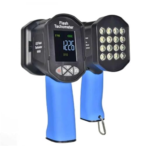 Estroboscopio digital, luz estroboscópica LED de mano, 16 cuentas de lámpara, rango de 60-99999 FPM, precisión del 0,001% para ventiladores, motores, neumáticos
