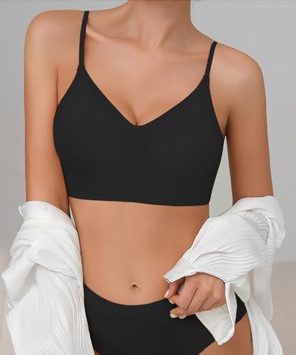 Boudaner Low Back Seamless Bras Backless Wireless Multiway Convertible Halter Spaghetti Strap Padded Lifting Bralette Black thumb #4