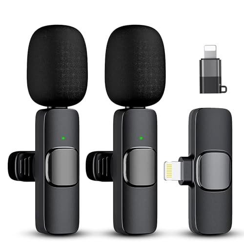 Hiridi Microfono inalambrico para iPhone iPad Android Ordenador - Micrófono de Solapa inalámbrico - Mini Microfono Inalambrico para Movil - Micrófono para Grabación de Video Tipo C y Lightning.