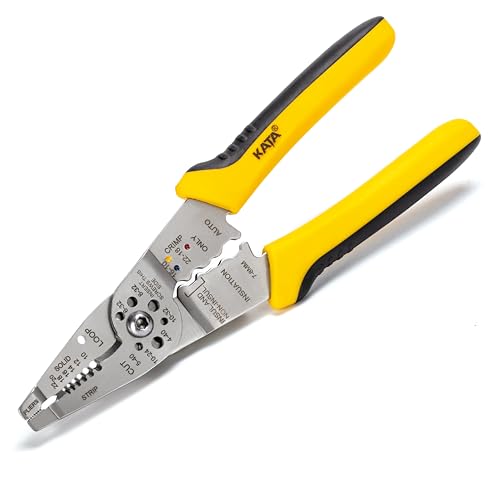 KATA Wire Stripper Tool for Electricians: Professional 8 Inch Wire Stripping Crimping Cutting Plier for 10-22 AWG Electrical Wires - Multipurpose Hand Tool with Non-slip Grip for Cable Strippers