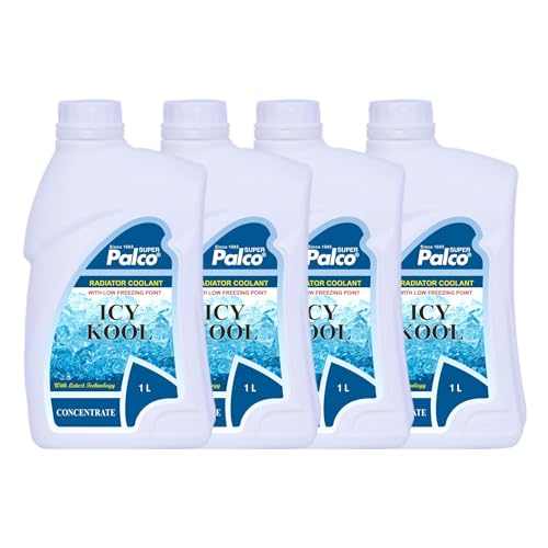 Image of PALCO Icy Kool Radiator Coolant for Car 1 Litre (Pack of 4), Advanced Low Freezing Point Antifreeze Green Concentrate Coolant for Engine