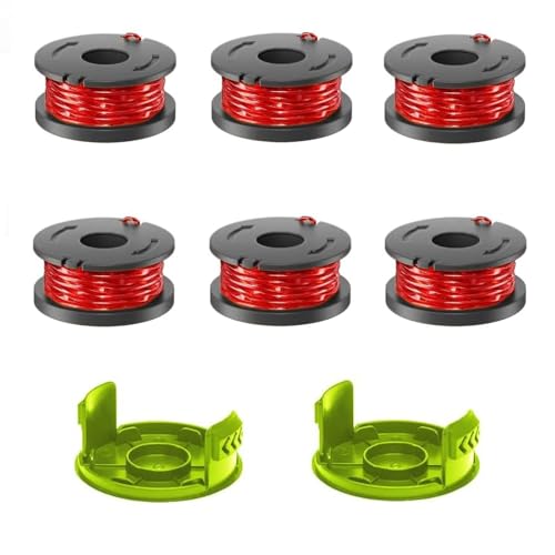 Weed Eater String Compatible Replacement Trimmer Line Spool (6 Line spools + 2 Caps)