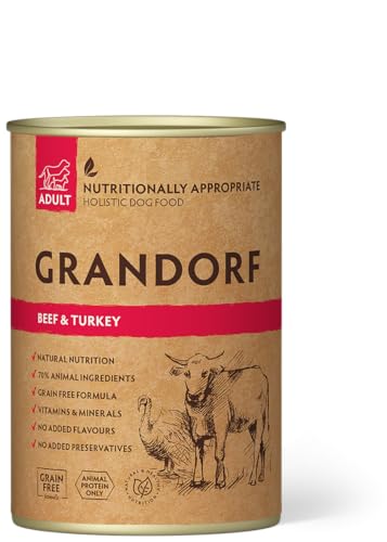 Grandorf - Rind und Pute - Hypoallergenes Nassfutter - Alle Rassen Hundefutter 6 x 400 g