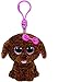 Produktbild Carletto Ty 36618 - Maddie Clip Hund mit Schleife und Glitzeraugen Glubschi's Beanie Boo's, 8.5 cm, braun