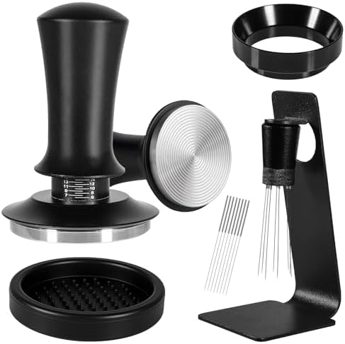 Espresso Accessories Kit 51mm, Coffee Tamper with Spring Loaded Calibration, WDT Tool and Dosing Funnel Set Fits Espresso Machine Press and 51mm Portafilters
