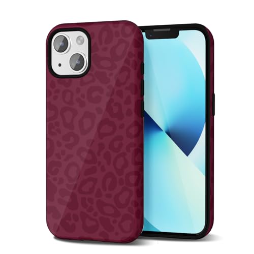 Coque léopard pour iPhone 13/12 Mini Svanove bordeaux