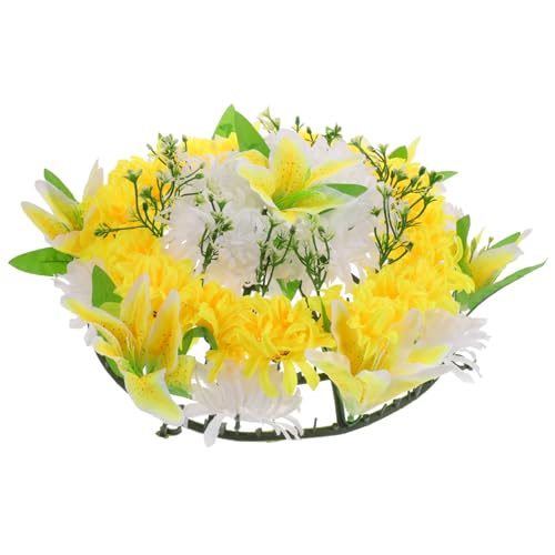 Alipis Ghirlanda Artificiale per Cimitero Corona per Funerali Ghirlanda da Lutto Corona Funebre senza Materiale Resistente Colori Delicati Decorazione Tomba Ricordo Colore Casuale