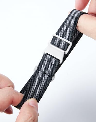 Image of BINLUN Elastic Nylon Watch Band 18mm 20mm 22mm Marine Nationale Fabric Military Parachute Replacement Watch Strap Men Women Silver & Black Buckle - Upgraded Hook-and-Loop Buckle