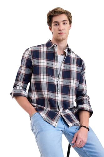 Image of SNITCH Men Casual Shirt | Regular Fit Full Sleeve Spread Collar Plaid Checks Style | 100% Cotton Twill & Breathable Fabric, Social Outings & Office