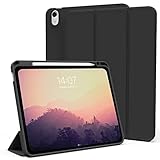 KenKe iPad Air 11インチ ケース (M3/M2、2025/2024) iPad Air 第5/4世代 ケース 2022/2020発売 10.9インチ 軽量 柔らかいシリコン TPU材質 ペン収納 カバー 3段階折り畳み可 スタンド マグネット付き 自動スリープ機能 Apple Pencil 収納可能 ダークブラック