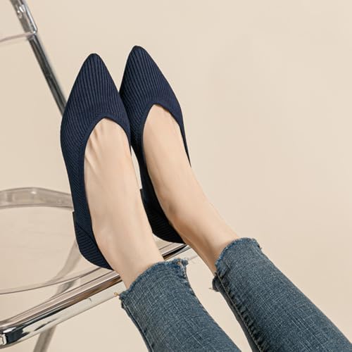 Women's Ballet Flats Pointed Toe Knit Flats Slip On Shoes Dressy Casual Office Wear,Model XTZ-A8ZW 5