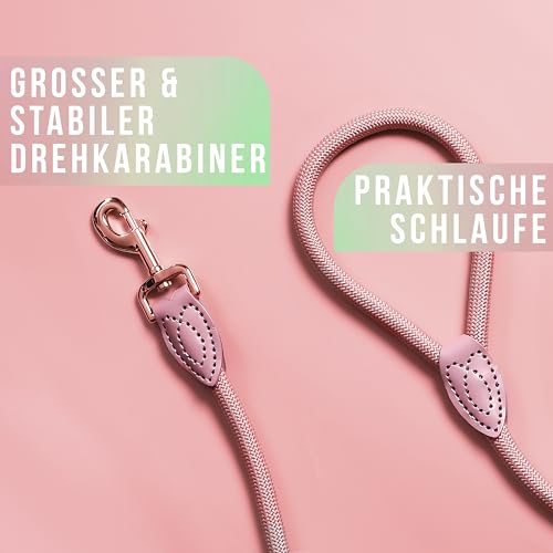 Personalisierte Hundeleine 1,2 m oder 1,7 m Länge (leicht dehnbar) extrem hochwertig verarbeitet | Tauleine für Hunde | Führleine mit Namen (Mauve, 120 cm)