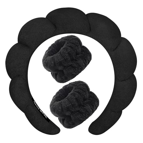 KYHYFJMD Spa Headbands for Washing Face Soft Puffy Bubble Headbands Wristband for Women Girls Makeup Skin Care Facial Beauty Shower Towel Hairband